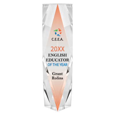 Crystal award with custom full color imprint.