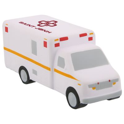 Foam ambulance stress reliever with custom print.