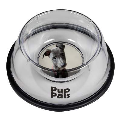 Clear small pet bowl with custom imprint.