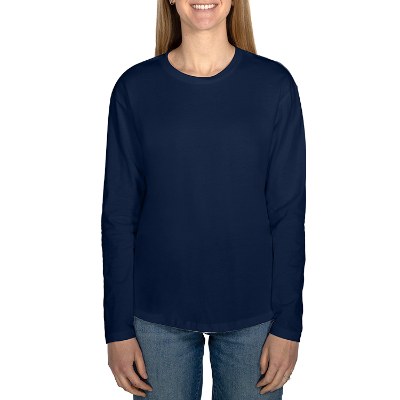 Plain midnight navy long sleeve women's tee.