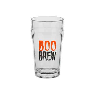 Acrylic clear beer glass with custom full-color logo in 5 ounces.