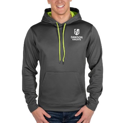 Gray custom imprinted hoodie.