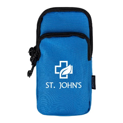 Royal blue water bottle pouch with personalized imprint.