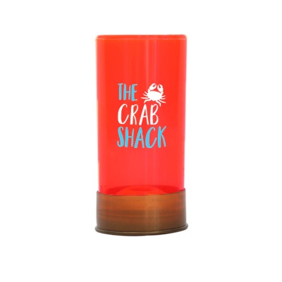 Arcylic yellow shot glass with custom full-color imprint in 1.5 ounces.