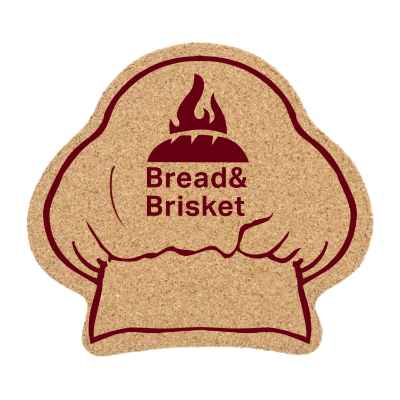 Cork 5 inches chef hat coaster with custom printed.
