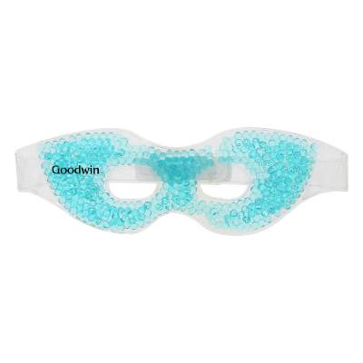 Plastic blue hot and cold pack with a custom imprint.