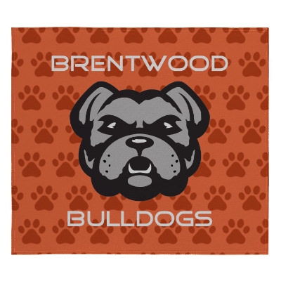 Orange rally towel with custom full color imprint.