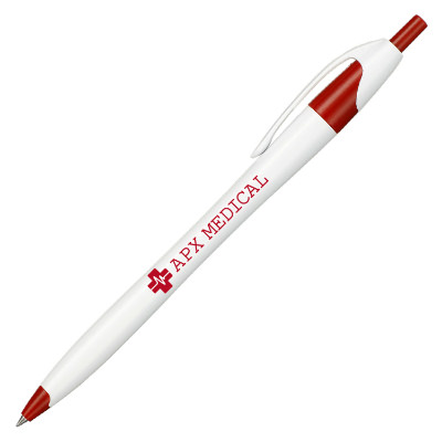Plastic click pens with custom imprint.