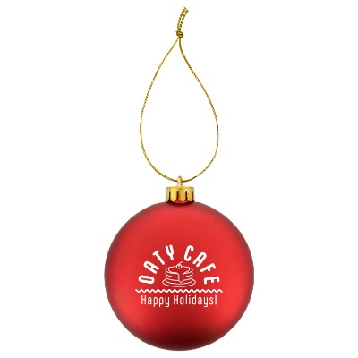 Red polypropylene ornament with a customized logo