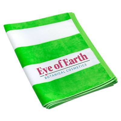 Cabana Stripe Terry Velour Beach Towel with embroidered logo