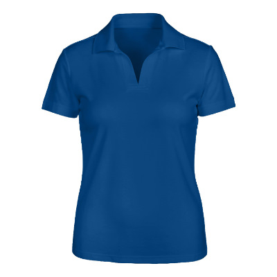 Blank blue performance ladies' plaited polo