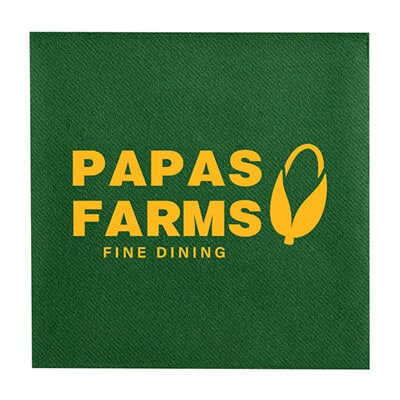 2Ply tissue green color linen cocktail napkins personalized.