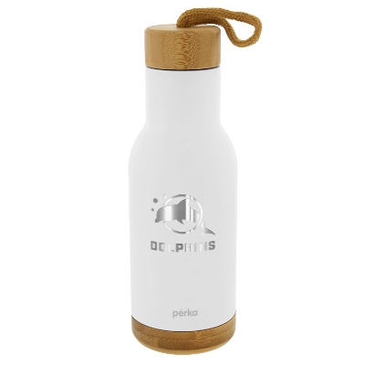 Stainless black water bottle with custom engraved logo in 17 oz.