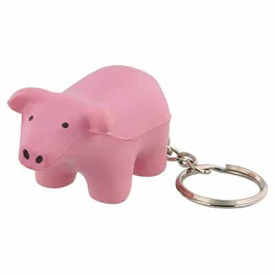Foam pig stress ball key ring blank.