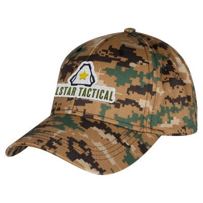 Brown camo custom embroidered hat.