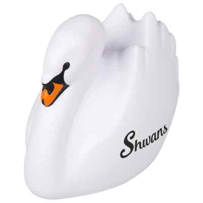 Foam swan stress ball with custom imprint.