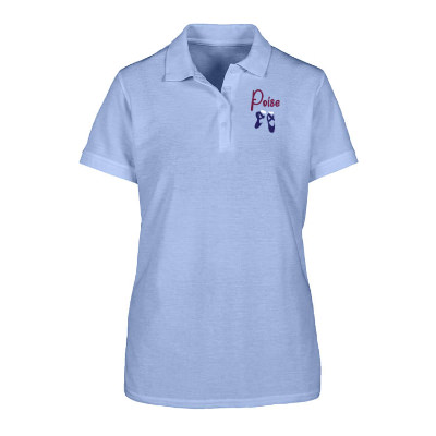 Full color custom lavender ladies pique polo.