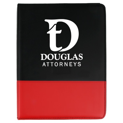 Black and red ultrahyde binder with a customized logo.