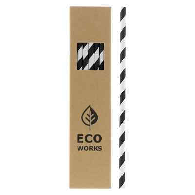 Striped paper straw set with custom imprint.