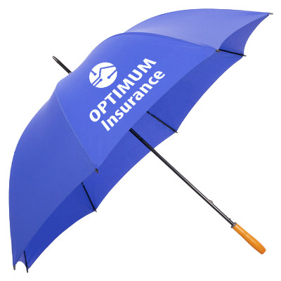 Blue jumbo golf umbrella with personalized imprint.