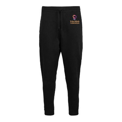 Personalized full color imprint on black fleece jogger.