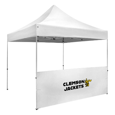 Full-color 10-ft. tent half wall with custom imprint.