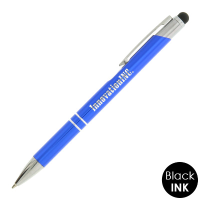 Custom logo engraved pen with stylus.