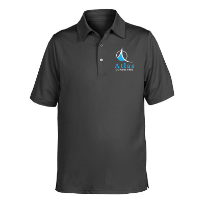 Custom full color grey performance men's flex polo