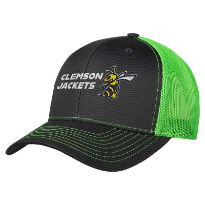 Charcoal and Neon Green Embroidered Custom Cap