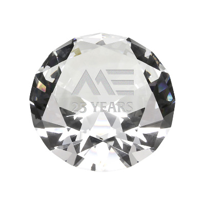 Glass award with custom laser engraved imprint.