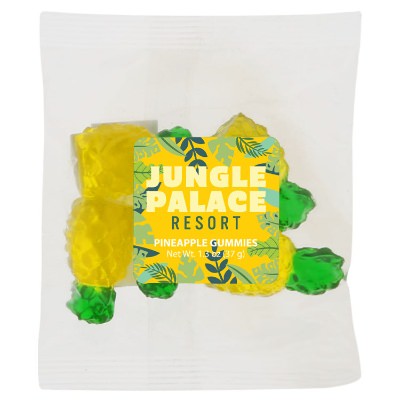 Clear plastic packet with a branded logo.