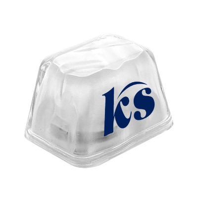 Light up ice cube with custom logo.