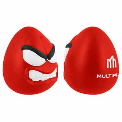 Foam angry maniac wobbler stress ball with a customized imprint.