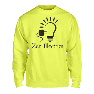 Personalized safety green fleece crewneck sweatshirt with logo.