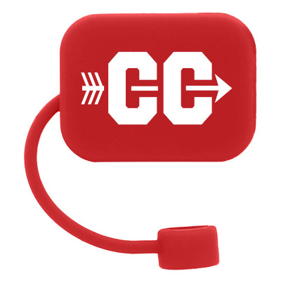 Red straw topper with custom logo.