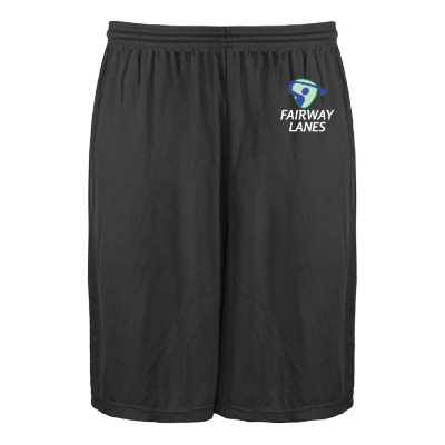 Custom iron grey shorts with full color logo.
