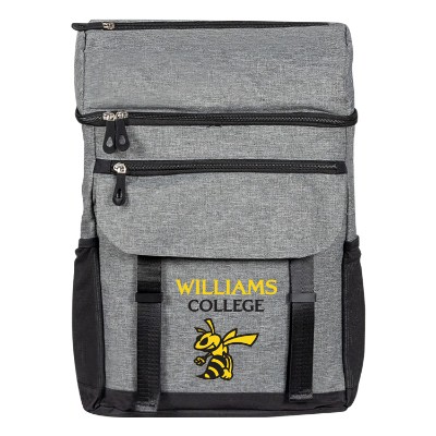 Gray backpack cooler with full-color logo.