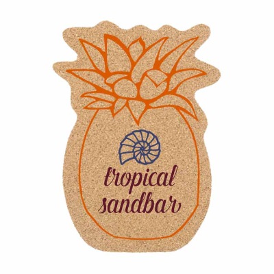 Large cork pineapple coaster with full color brand.