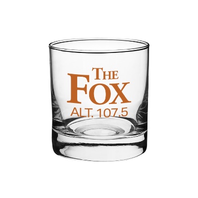 Glass clear whiskey glass with custom imprint in 11 ounces.