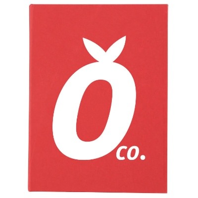 Paper and gray board red meeting notepad with branded logo.