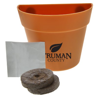 Terra cotta plastic personalized planter kit.
