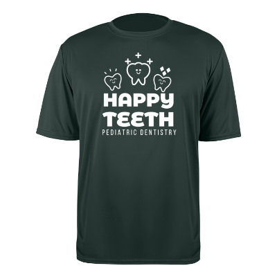 Personalized dark green performance t-shirt with logo.