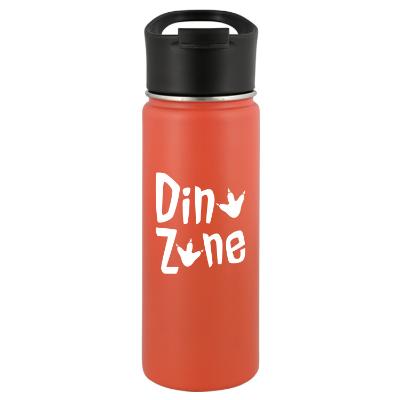 Bright poppy stainless bottle with custom logo.