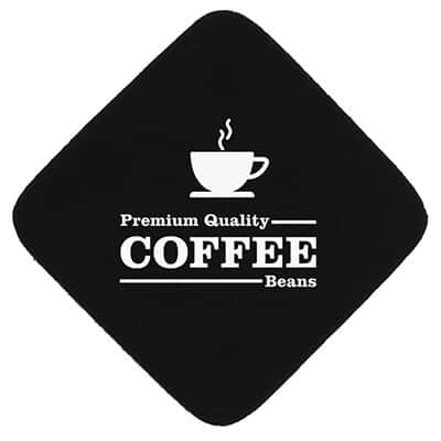 Foam black diagonal branded coaster.