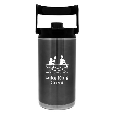 Stainless charcoal water bottle with custom logo.