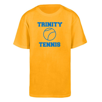 Yellow youth custom imprinted short sleeve shirt.