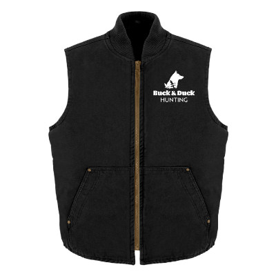 Black cloth vest with custom logo.