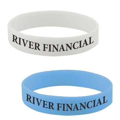Clear silicone wristband with a custom logo.