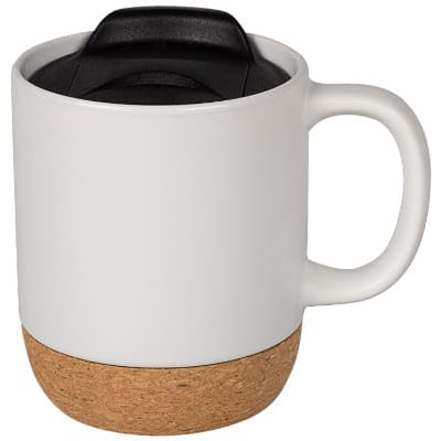 Ceramic white coffee mug with c-handle blank in 14 ounces.
