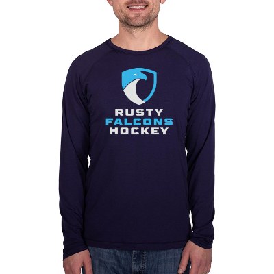 Full color navy long sleeve t-shirt.